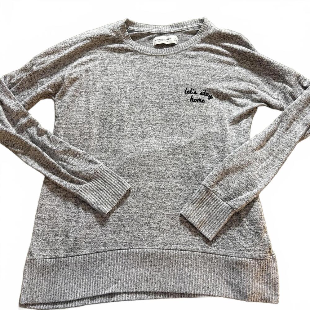 ABERCROMBIE & FITCH SZ S Soft AF Cozy Heather Gray Let's Stay Home‎ Long Sleeve
